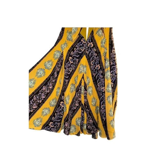 Free People keyhole Boho printed Mini Dress, rayon, ties in back! Festival dress - Picture 5 of 7